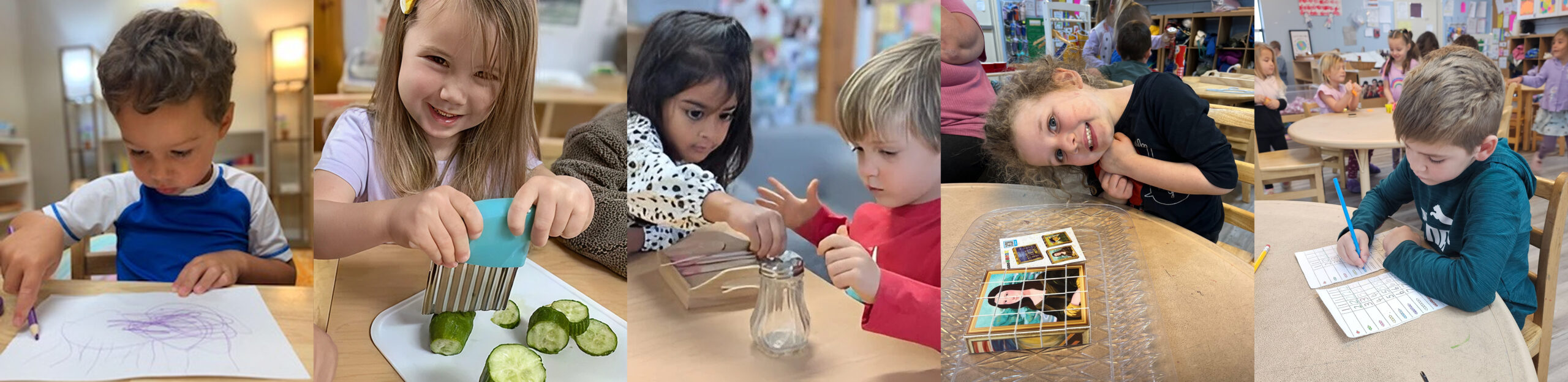 Two children experimenting with water in a jar.
